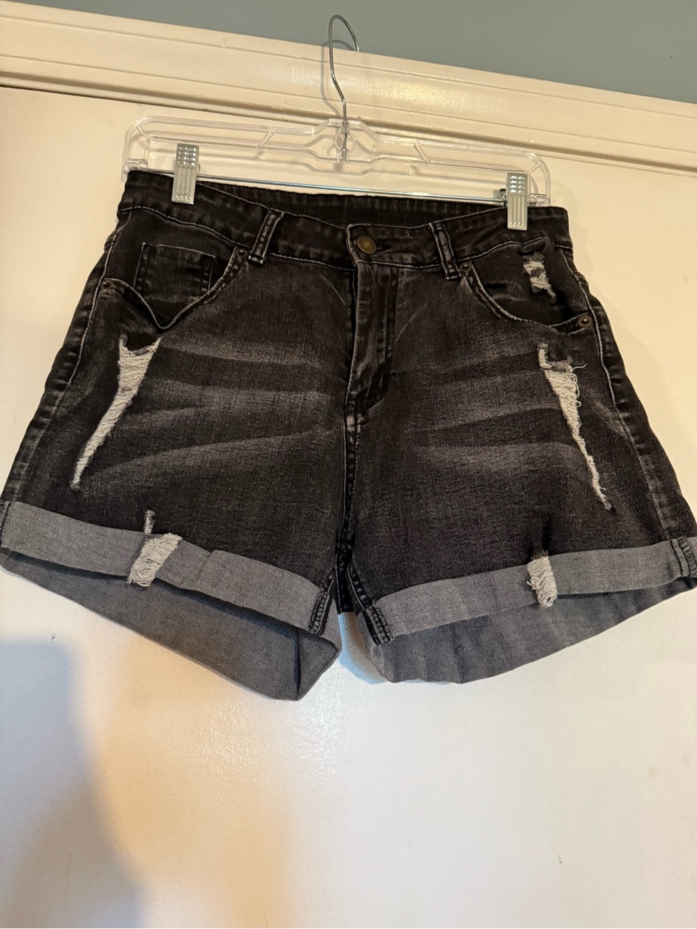 High Waisted black denim shorts